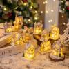 RXMORI 8 Pcs Christmas Village Sets Lighted Miniature Christmas Town Display,Tiny Resin Mini Figurine LED Winter Village Ornament Kit for Xmas Town Scene Desktop Ornament view 4