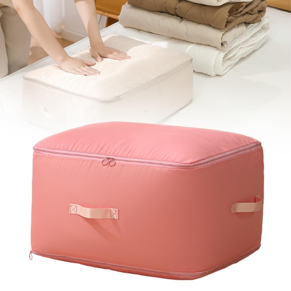 Ultra Space Saver Self Compression Organizer - New Quilt Compression Storage Bag, Space Saving Tote for Moving, Blankets (Pink, 40 * 30 * 12cm)