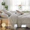MooMee Striped Duvet Cover Set 100% Washed Cotton Linen Like Textured Breathable Durable Soft Comfy (White Sage Green Wide Stripes, Palatial King/Oversized King 120"x98") view 2