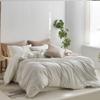 MooMee Striped Duvet Cover Set 100% Washed Cotton Linen Like Textured Breathable Durable Soft Comfy (White Sage Green Wide Stripes, Palatial King/Oversized King 120"x98") view 3