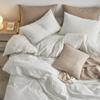 MooMee Striped Duvet Cover Set 100% Washed Cotton Linen Like Textured Breathable Durable Soft Comfy (White Sage Green Wide Stripes, Palatial King/Oversized King 120"x98") view 4