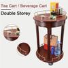 KEPIUAAF Bar Cart, Home Bar Hotel Serving Cart Wine Cart - Bar Serving Table Kitchen Wine Storage Cart Lockable Wheels for Home R ound Design for Kitchen, Home, Office view 3