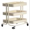 KEPIUAAF Bar Cart, Home Bar Hotel Serving Cart Wine Cart - Kitchen Cart Service Family Bar 3 Layers Swivel Castors Stainless Steel Multifunction Easy to Move, 4 Colors, 45x35x87cm(Beige) view 1