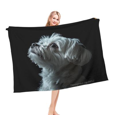 NGZ Maltese Black Throw Blanket, Fuzzy Fluffy Soft Cozy Flannel Fleece Blanket, for Couch Bed Sofa and Travel, for Boyfriend, Teens 50x60 Inch