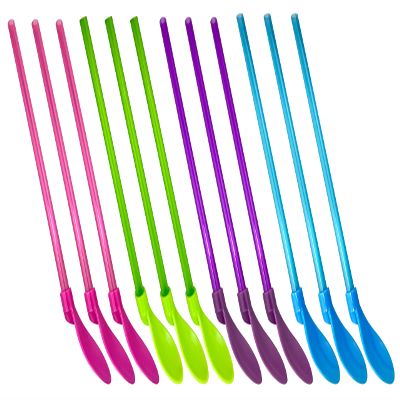 12pcs Plastic Straw Spoons Reusable Straw Spoons spoon straws Suitable for frozen drinks, smoothies, milkshakes, ice cream, etc. (green, rose, purple, blue, 3 each)