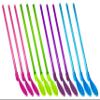 12pcs Plastic Straw Spoons Reusable Straw Spoons spoon straws Suitable for frozen drinks, smoothies, milkshakes, ice cream, etc. (green, rose, purple, blue, 3 each) view 1