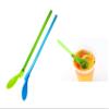 12pcs Plastic Straw Spoons Reusable Straw Spoons spoon straws Suitable for frozen drinks, smoothies, milkshakes, ice cream, etc. (green, rose, purple, blue, 3 each) view 4