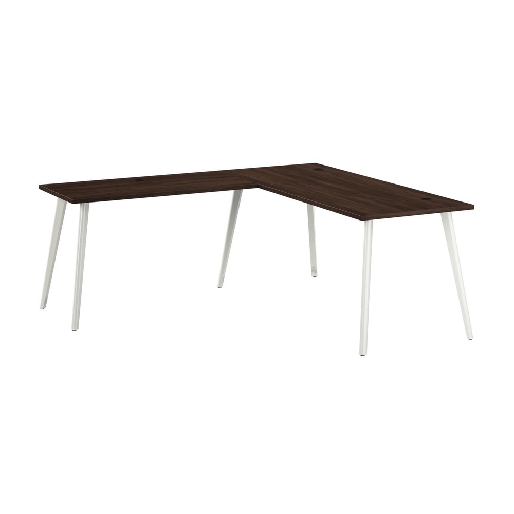 Bush Business Furniture L Shaped Computer Desk, 72 Inch PC Corner Table for Home Office, Commercial-Grade with Splayed Metal Legs, Vista Collection, Modern, Dark Brown