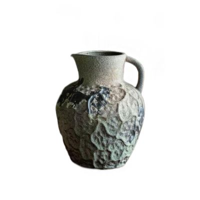 Sufeasdf Aimeryup Ornament Vase Rough Ceramic with Handle Pottery Jar Big Belly Large Decor Flower Arrangement Shoe Cabinet(Size:25X20CM,Color:A)