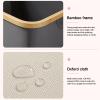 Bamboo Laundry Basket, Laundry Baskets with Handles, Collapsible Laundry Hamper, Oxford Cloth Material, Bedroom Dirty Clothes/Towels/Blanket/Toys Storage Box(Beige,14x20x23cm/6x8x12in) view 3