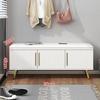 KGBNYSS Shoe Bench PU Seat Cushion and Hidden Storage Space, 3-Door Shoe Rack Bench for Porch, Living Room and Bedroom, Load 150Kg, 90 x 33 x 48cm(White) view 2