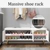 KGBNYSS Shoe Bench PU Seat Cushion and Hidden Storage Space, 3-Door Shoe Rack Bench for Porch, Living Room and Bedroom, Load 150Kg, 90 x 33 x 48cm(White) view 3