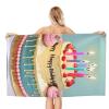 Happy Birthday Big Cake Print Microfiber Sand Free Bath Towel Beach Quick Dry Pool Towel Adults Blanket Journey view 2