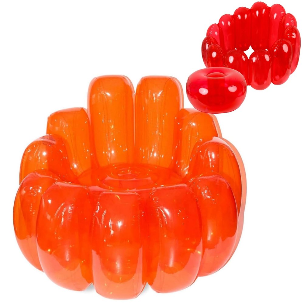 Jelly Inflatable Chair -Portable Indoor Outdoor Camping Yard Lounge Couch(Orange)