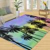 3x4 Area Rug, Island Coconut Trees Rug, Abstract Gradient Sky Rugs for Living Room, Low Pile Soft Non-Slip Carpet for Indoor Outdoor Hardwood Floors Home Decor view 1
