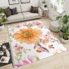 3x4 Area Rug, Yellow Flowers Rug, Ladies Pastoral Style Indoor Non Slip Print Rugs, Machine Washable Carpet for Woman Bedside Living Room Bedroom Kitchen Dining Room Decor Floor Mat view 2