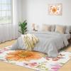 3x4 Area Rug, Yellow Flowers Rug, Ladies Pastoral Style Indoor Non Slip Print Rugs, Machine Washable Carpet for Woman Bedside Living Room Bedroom Kitchen Dining Room Decor Floor Mat view 4