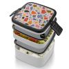 QWNMD Bento Box with Spoon And Handle Terrazzo Marble Pastel Printed Stackable Bento Box Portable Bento Lunch Box Container for Work Camping And Travel view 4