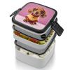 QWNMD Bento Box with Spoon And Handle Cute Dachshund Duggee Printed Stackable Bento Box Portable Bento Lunch Box Container for Work Camping And Travel view 4