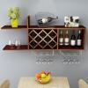 2-tiers Open Wall-mounted Wine Rack With Honeycomb Mesh For Horizontal Wine Display Of Multi-functional Shelving Wooden Wine Storage And Display Racks, Tiered Display Stand For Hanging Wine Glasses view 1