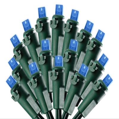 Holiday Pride Blue Christmas Tree Lights LED - 100 Count - Wide Angle Mini LED Blue Christmas Lights with Green Wire - 5mm Bulbs - 34 Ft - UL Listed - Indoor & Outdoor Use - Connectable