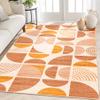 MUJOO Boho Rug Washable,4x6.5 Area Rugs for Bedroom Living Room Bedside Office,Throw Floor Carpet Non Slip Soft Indoor Modern Abstract Bohemian Orange view 1
