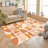 MUJOO Boho Rug Washable,4x6.5 Area Rugs for Bedroom Living Room Bedside Office,Throw Floor Carpet Non Slip Soft Indoor Modern Abstract Bohemian Orange view 2