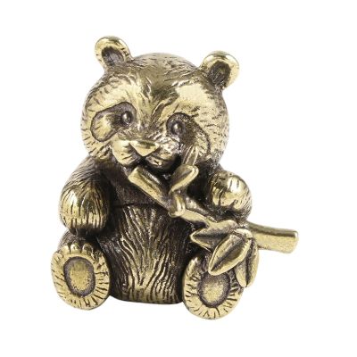 FLCPJGV Brass Panda Ornament Tea Pet Collections Miniature Home Decor Panda Sculpture Hand Craved for Shelves Bedroom Table Ornament
