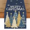 Artoid Mode Xmas Trees Snowflakes Blue Merry Christmas Table Runner, Winter Seasonal Kitchen Dining Table Decoration for Home Party Decor 13x72 Inch view 1