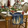 Artoid Mode Xmas Trees Snowflakes Blue Merry Christmas Table Runner, Winter Seasonal Kitchen Dining Table Decoration for Home Party Decor 13x72 Inch view 2