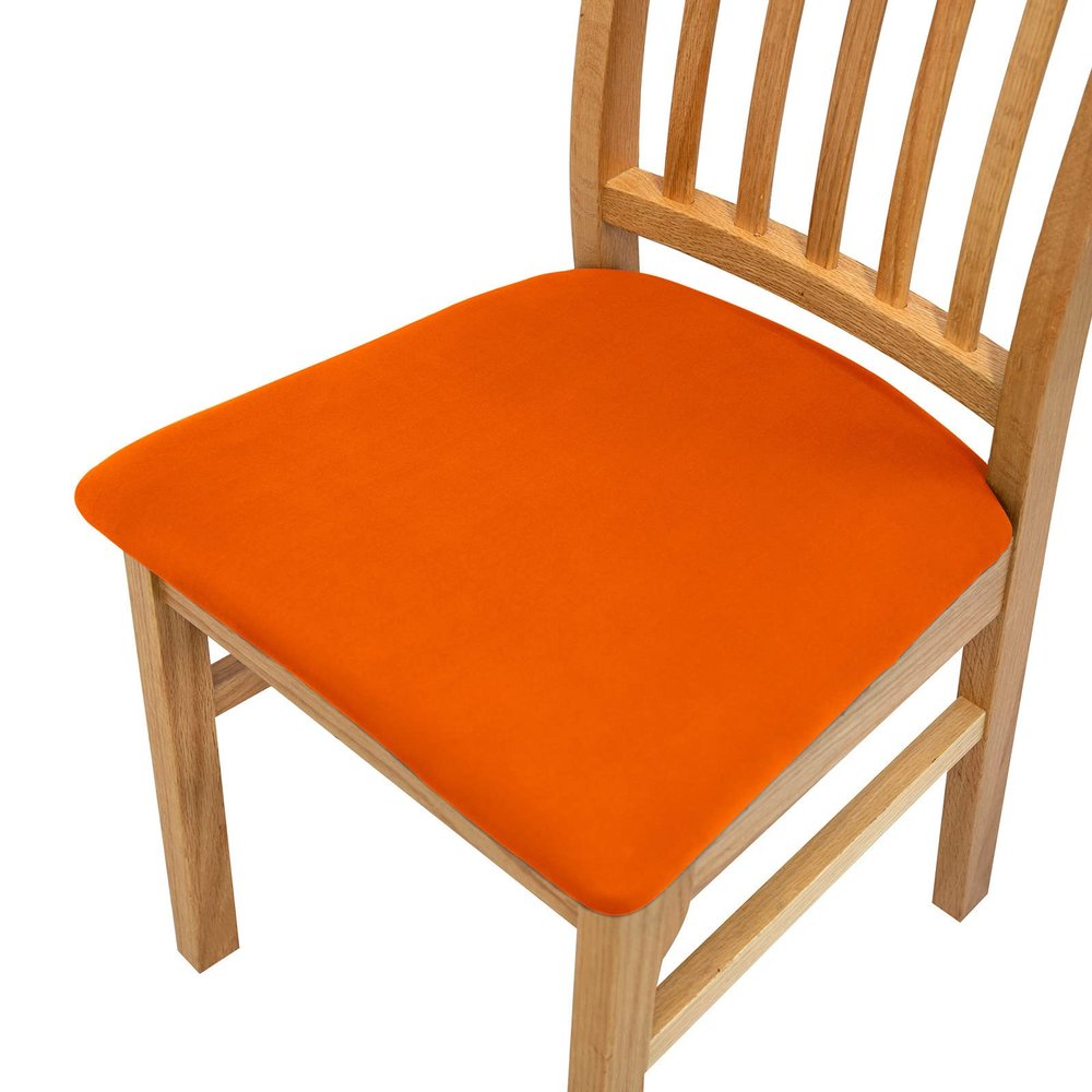 ZYANLING Dining Chair Seat Covers with Ties, Dining Chair Slipcover, Elastic Stretch Chair Seat Slipcovers Non-Slip Protector Cover for Kitchen Office (4 Pieces,Orange)