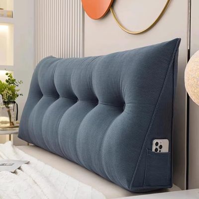 Luxury Headboard Pillow Wedge Pillow Headboard Decorative Pillows For Bed Reading Pillow Pillow Headboard Wedge Pillow Headboard Pillow College Dorm Removable Cover(Size:60x50x20cm,Color:Blue-gray)