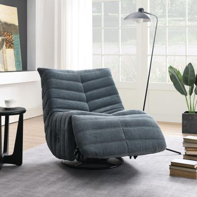 Chenille Swivel Recliner Chairs - Manual Recliner Chair with Armless Design and 360 Swivel Function, Single Recliner Chair with Wooden Frame and Metal Base, Recliner Chair for Adults (Dark Gray)
