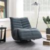 Chenille Swivel Recliner Chairs - Manual Recliner Chair with Armless Design and 360 Swivel Function, Single Recliner Chair with Wooden Frame and Metal Base, Recliner Chair for Adults (Dark Gray) view 1