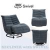 Chenille Swivel Recliner Chairs - Manual Recliner Chair with Armless Design and 360 Swivel Function, Single Recliner Chair with Wooden Frame and Metal Base, Recliner Chair for Adults (Dark Gray) view 2