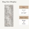 2x5 Non-Slip Washable Runner Rug  Modern Neutral Abstract Small Rug for Hallway, Kitchen, Bathroom, Bedroom, Entryway, Laundry Room  Thin Soft Low-Pile Rubber Backing (Beige/Grey) view 2