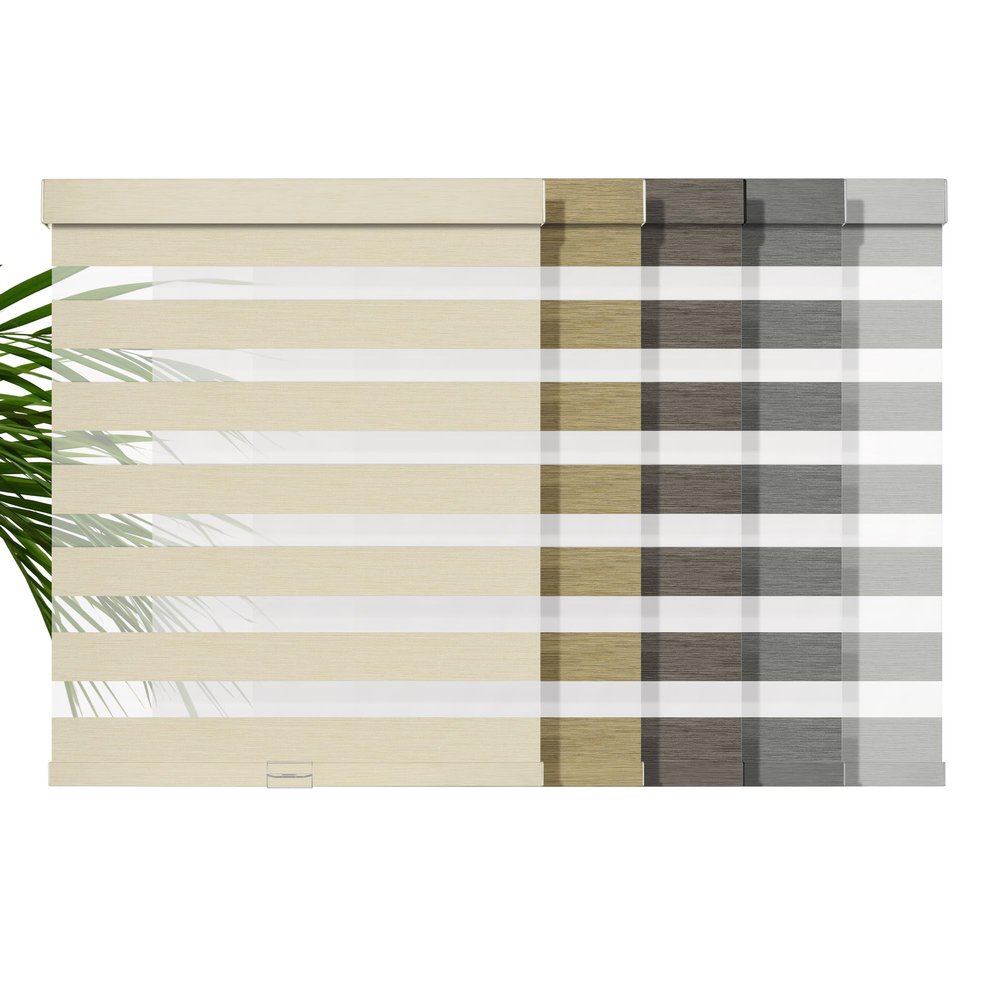 Boolegon Cordless Zebra Blinds for Windows,Blackout Indoor Blinds,New Linen Fabric,Easy to Install,UV Protection,for Offices and Home,Custom Roller Shades,Beige,68" W x 88" H