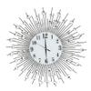 Modern 3D Crystal Wall Clock, Studded Wall Decor Clock, Fashion Luxury Large Round Art Diamond Decor Wall Clock Metal Silver Mirror Sparkling Bling, Ideal for Living, Room, Bedroom, Housewarming view 1