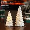 HOMCDALY 2 PCS White Small Christmas Tree with Lights, Mini Christmas Tree for Christmas Dcor, Tabletop Xmas Tree Figurines, Christmas DecorationsCeramic view 2