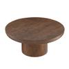 Eafurn 35.98inch Round Wood Coffee Table with Cylindrical Leg, Farmhouse Cocktail Solid Circle Center Wooden Table, Brown Walnut Tabletop & Legs view 3