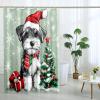 GDHBLING Christmas Schnauzer Dog Shower Curtain Set, Funny Puppy Xmas Animal Tree Shower Curtain Pet Bathroom Accessories, Printed Pattern Decorative 62" W x 72" L view 2