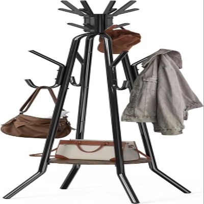 Simple Houseware Standing Coat/Hat Rack with Shelf, 20 Hooks, Rustic Brown