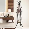 Simple Houseware Standing Coat/Hat Rack with Shelf, 20 Hooks, Rustic Brown view 2