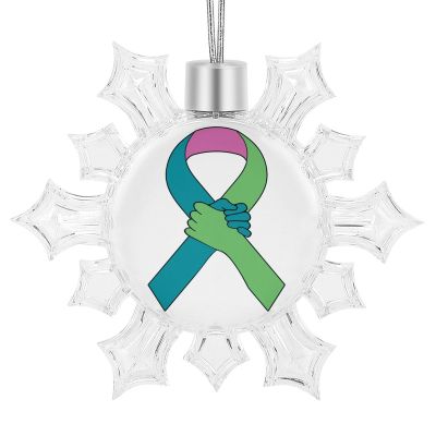 Metastatic Breast Cancer Awareness 1 Snowflake Pendant Ornaments,Personalized Patriotic Theme Flags Pattern Ornament for Christmas Tree New Year Holiday Party Decorate