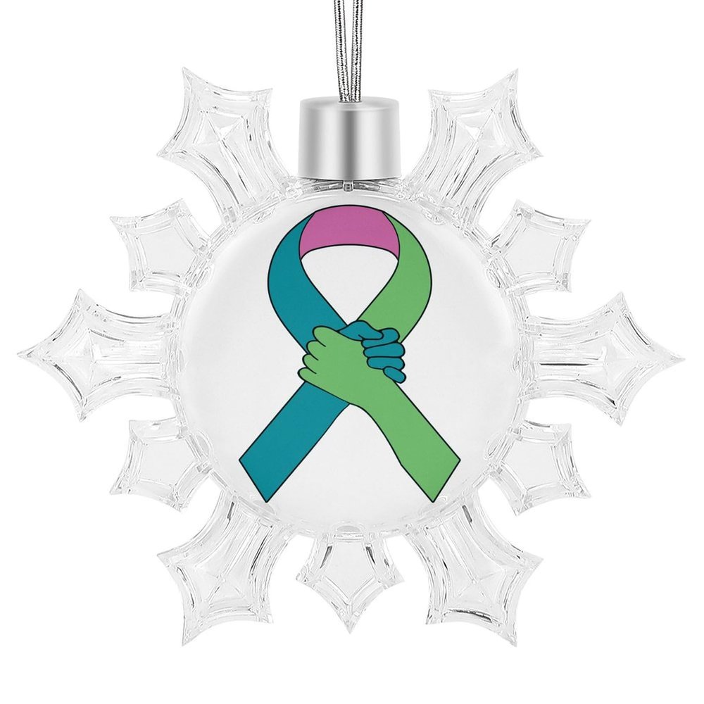 Metastatic Breast Cancer Awareness 1 Snowflake Pendant Ornaments,Personalized Patriotic Theme Flags Pattern Ornament for Christmas Tree New Year Holiday Party Decorate