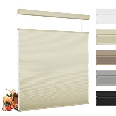 BERISSA Top Down Bottom Up Light Filtering Cellular Shades Cordless, Honeycomb Blinds for Windows, Thermal Insulated Window Shades for Home Office,Easy to Install,Beige. 18" W x 36" H