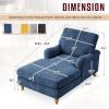Antetek Chaise Lounge Chair Indoor with Adjustable Backrest, Modern Upholstered Sleeper Lounge Sofa Chair with Sturdy Legs and Rolled Arms for Bedroom, Living Room, Blue view 2