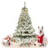 CAPHAUS 6 Feet Fake Spruce Snow Flocked Christmas Tree w/ 755 Tip Count, 450 LED Lights, Pre-Hinged, Green Pointed Shaped Leaves, with Metal Stand, for Indoor, Office, Party, Holiday Decoration view 1