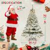 CAPHAUS 6 Feet Fake Spruce Snow Flocked Christmas Tree w/ 755 Tip Count, 450 LED Lights, Pre-Hinged, Green Pointed Shaped Leaves, with Metal Stand, for Indoor, Office, Party, Holiday Decoration view 2