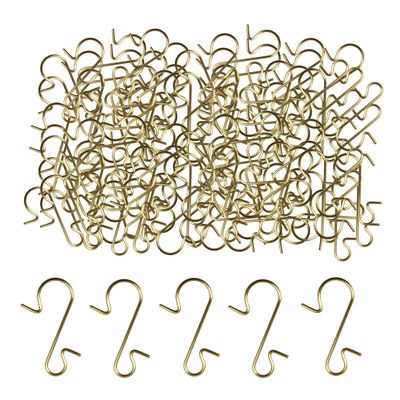 PDETVEO 120PCS 1.18Inch S-Shaped Christmas Ornament Metal Hooks, Golden Bendable Hanging Hook for Christmas Tree Decoration, Party, Festival Activity, Holiday